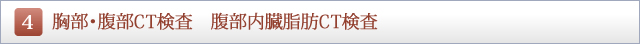 胸部・腹部CT検査　腹部内臓脂肪CT検査
